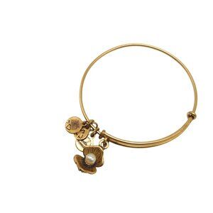 Alex and Ani Oyster Charm Bangle in Gold-Tone Brass